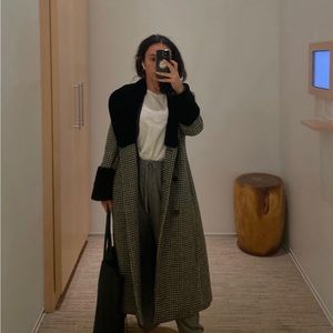 Urban outfitters houndstooth and faux fur coat